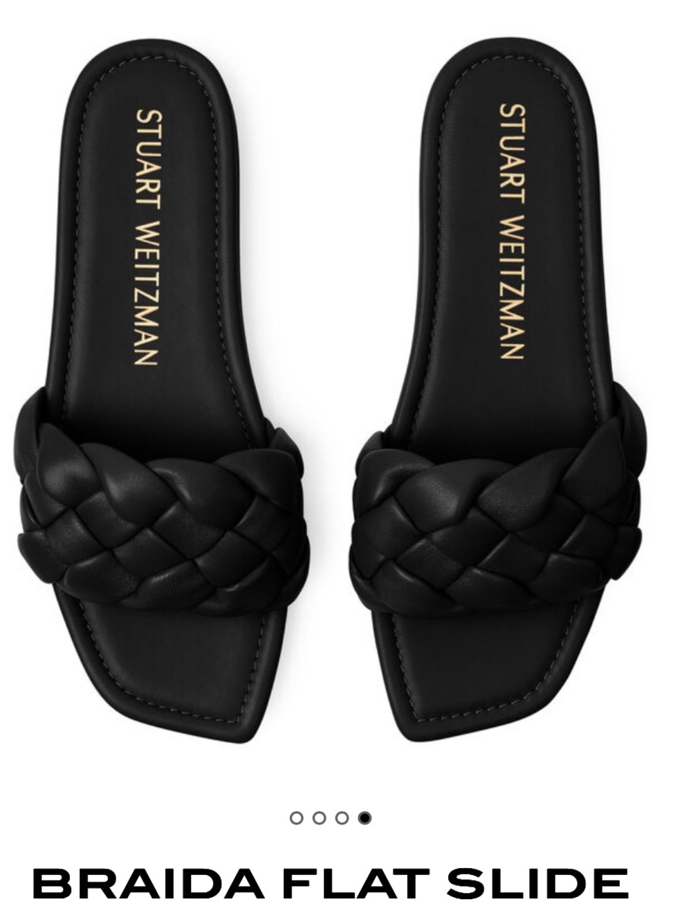 Stuart Weitzman Braided Slide Sandals — Black, Size 8.5